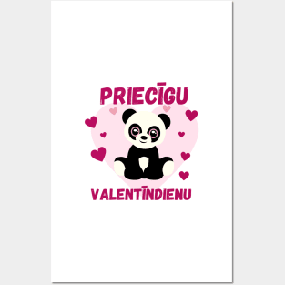 Latviski Priecīgu valentīndienu - Panda Posters and Art